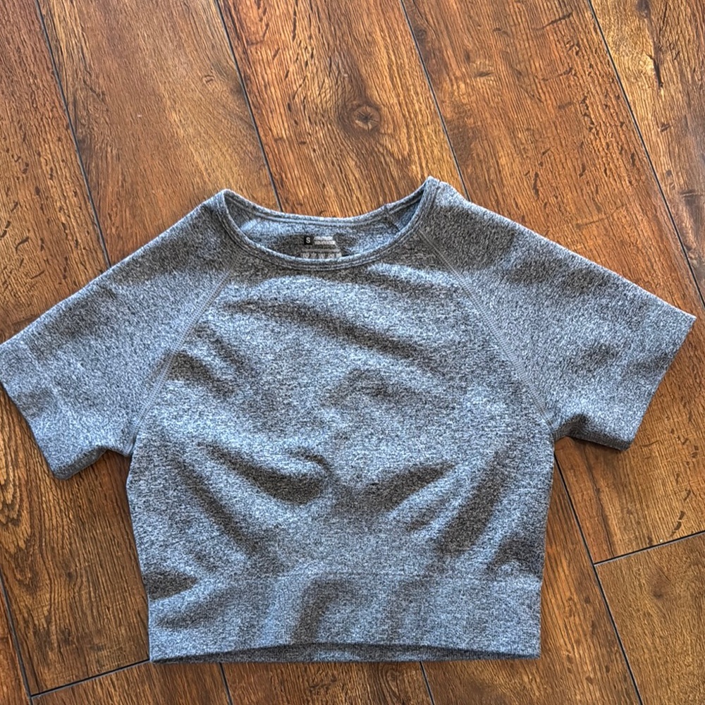 Gray Short Fitted  Crop Top
